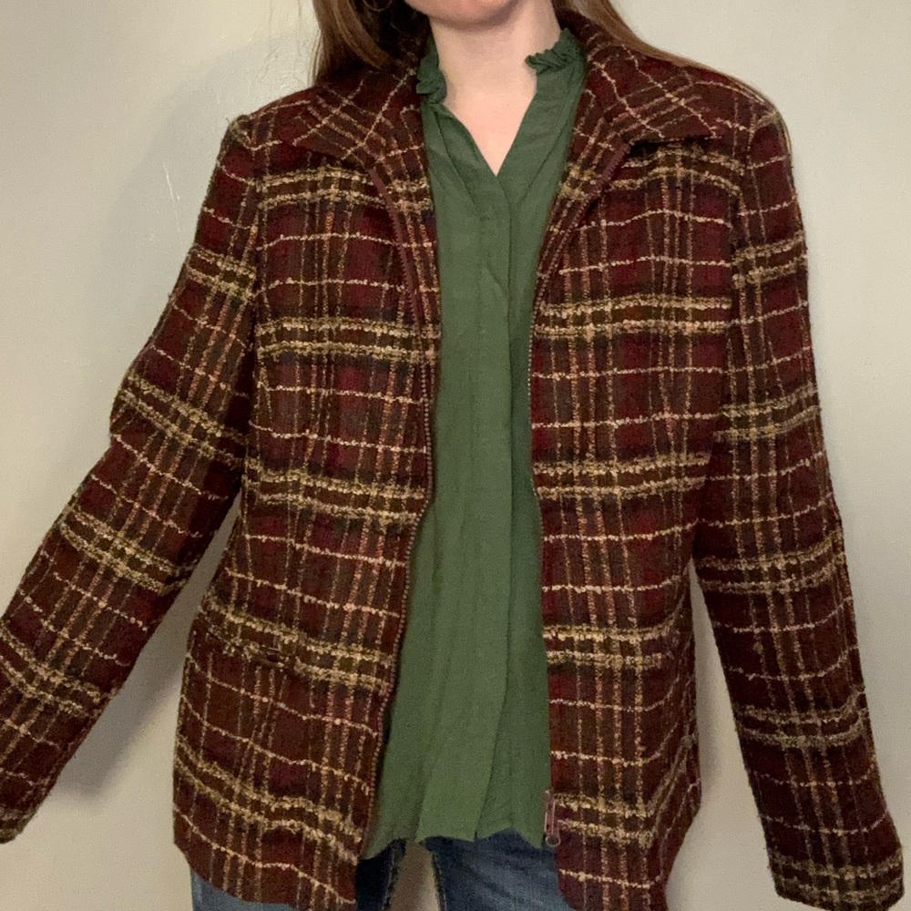 Sag Harbor plaid casual blazer w/zip. - Picture 1 of 7
